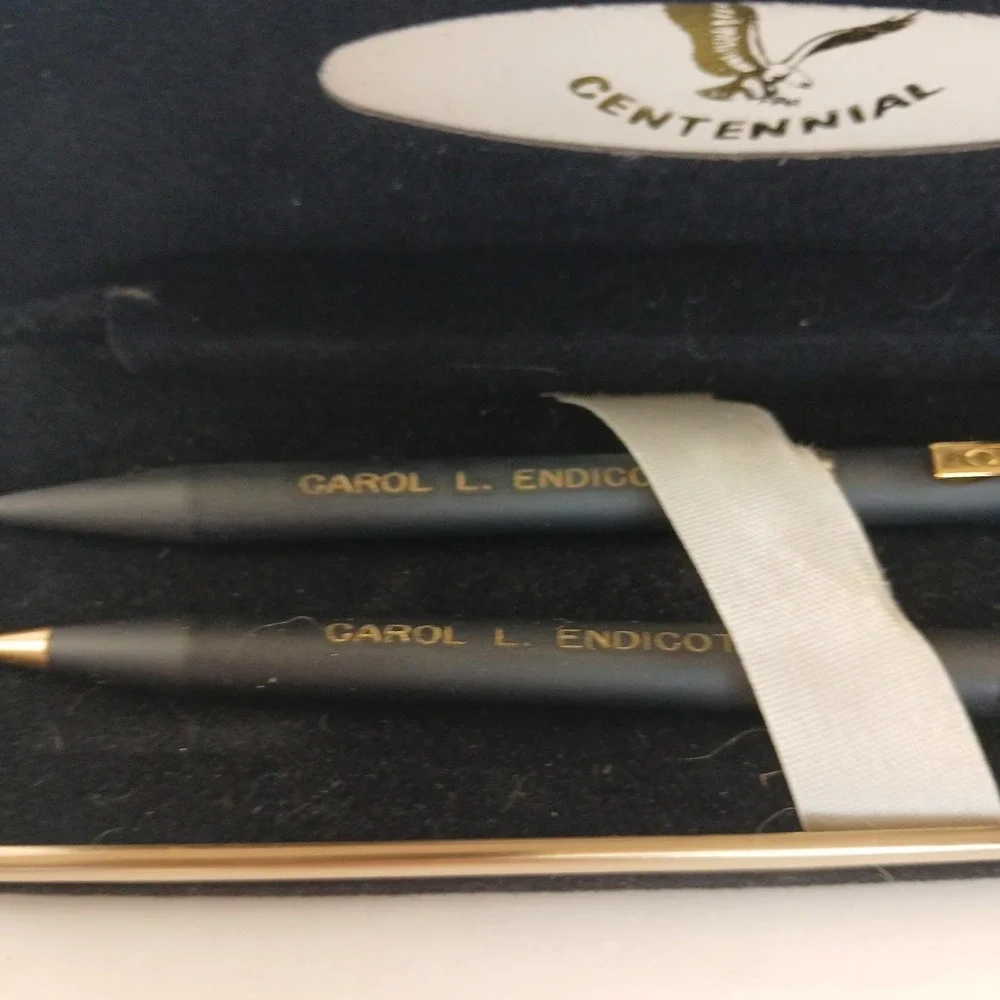 Vintage Centennial Pen & Pencil Set With  Personalized‎ Name Made In USA